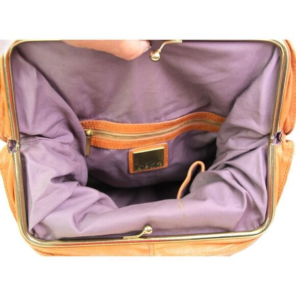 ROOMY Kooba TAN BROWN REAL LEATHER FRAME SHOULDER BAG TOTE HOBO HANDBAG SATCHEL - Picture 14 of 14